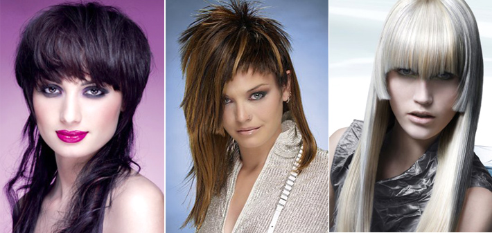 Coupes de cheveux pour cheveux longs avec une frange. De belles coiffures féminines pour un visage ovale et rond de plus de 30 ans. Photo