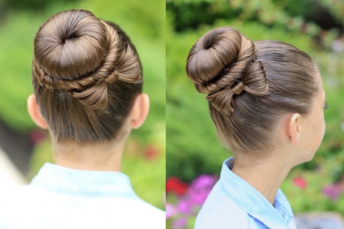 Donut Bun pour cheveux longs, moyens et courts. Comment faire un beau paquet. Photo, vidéo