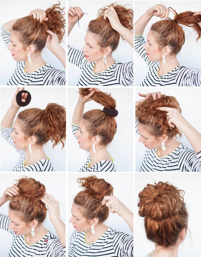 Donut Bun pour cheveux longs, moyens et courts. Comment faire un beau paquet. Photo, vidéo