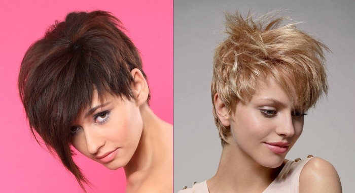 Coupe de cheveux Pixie pour cheveux courts et moyens pour femmes. Photo, vues avant et arrière, un schéma de la façon de couper, qui convient