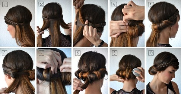 De belles coiffures pour cheveux moyens rapidement et facilement par étapes avec vos propres mains. Une photo