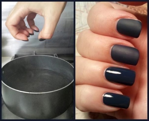 Manucure mate pour ongles courts avec vernis gel. Tendances de la mode 2020, nouveaux designs. Une photo