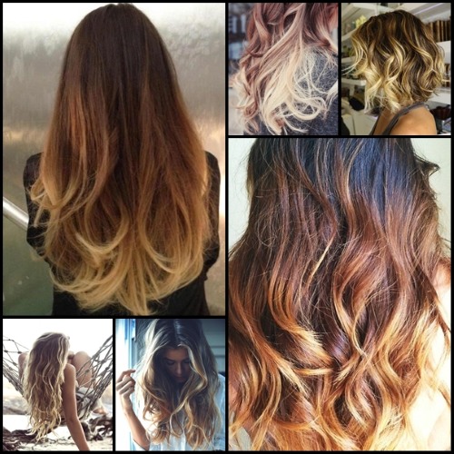 Ombre pour cheveux courts, moyens et longs blond foncé et foncé - coupes de cheveux à la mode avec et sans frange. Une photo