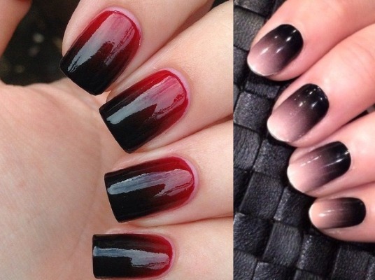 Conception d'ongles en noir, avec vernis noir, or, argent, strass. Nouveaux objets et photos