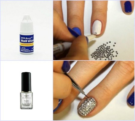 Conception avec des strass sur les ongles. Photos sur les mains, les pieds, comment fixer correctement et magnifiquement le gel avec du vernis. Idées et nouveautés de manucure