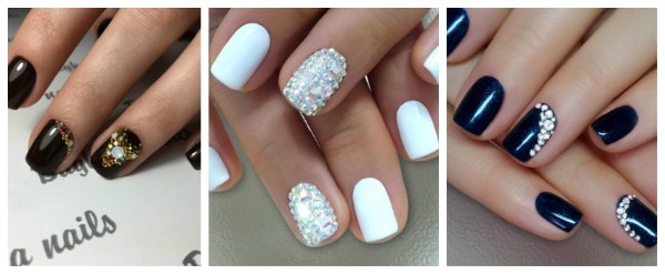 Conception avec des strass sur les ongles. Photos sur les mains, les pieds, comment fixer correctement et magnifiquement le gel avec du vernis. Idées et nouveautés de manucure