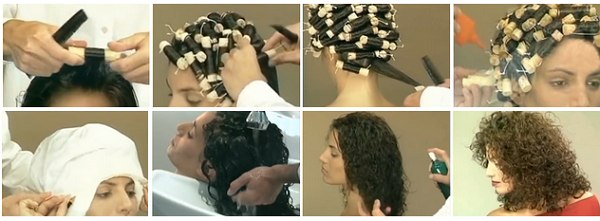 Perm pour cheveux courts: grandes boucles, racine, humide, légère verticale, pour le volume des cheveux, moderne, avec et sans frange. Une photo