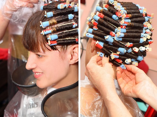 Perm pour cheveux courts: grandes boucles, racine, humide, légère verticale, pour le volume des cheveux, moderne, avec et sans frange. Une photo