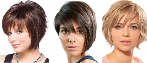 Coupes de cheveux asymétriques pour femmes pour cheveux courts pour un visage rond, ovale, triangulaire. Photo, vues avant et arrière