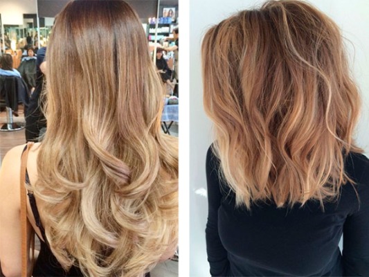 Balayage pour cheveux blonds mi-longs, courts, longs, technique de teinture avec assombrissement, photo