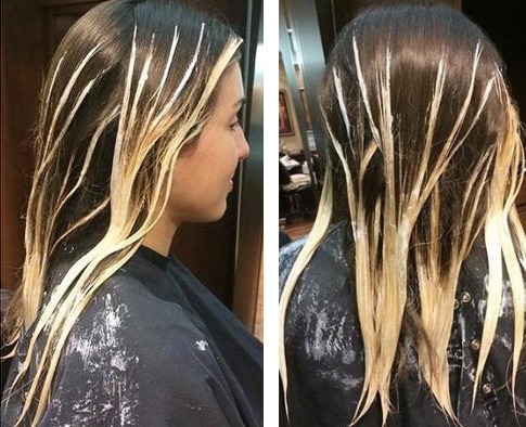 Balayage pour cheveux blonds mi-longs, courts, longs, technique de teinture avec assombrissement, photo