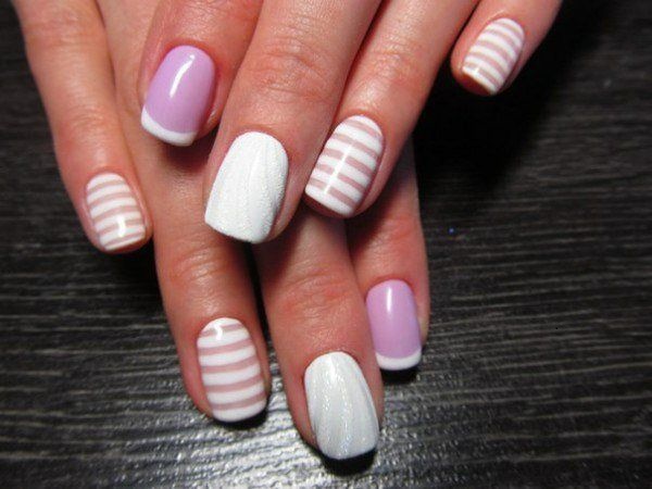 Le français sur les ongles. Photo 2020, nouveaux articles: vernis gel blanc avec un motif, conceptions et idées de printemps, d'automne, d'été, d'hiver