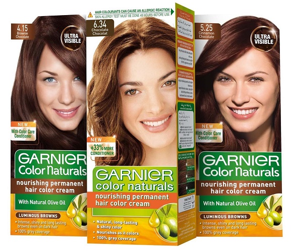 Teinture capillaire Garnier. Palette de couleurs, photo: Naturals, Senseishen, Shine, Olia, caramel, aulne, perle-cendre, blond foncé, sable fin, blond clair