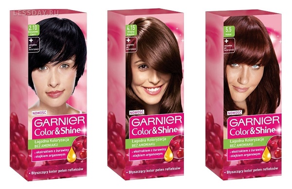 Teinture capillaire Garnier. Palette de couleurs, photo: Naturals, Senseishen, Shine, Olia, caramel, aulne, perle-cendre, blond foncé, sable fin, blond clair