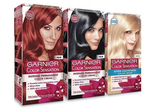 Teinture capillaire Garnier. Palette de couleurs, photo: Naturals, Senseishen, Shine, Olia, caramel, aulne, perle-cendre, blond foncé, sable fin, blond clair