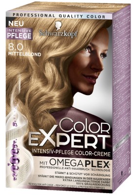 Teinture capillaire Color Expert Schwarzkopf. Palette de couleurs avec photo: oméga, blond froid