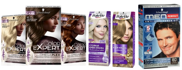 Coloration capillaire Color Expert Schwarzkopf. Palette de couleurs avec photo: oméga, blond froid