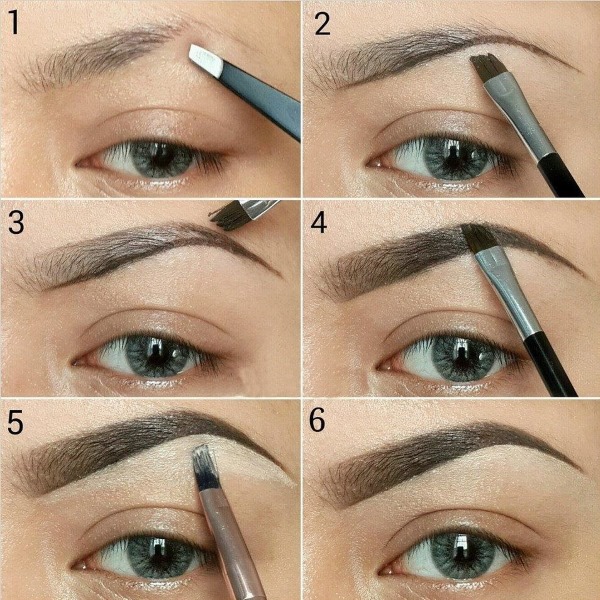 Maquillage des sourcils pas à pas avec une photo à la maison: avec un crayon, des ombres, de la cire, de l'encre. Cours pour débutants