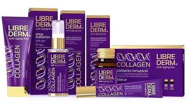 Crème pour le visage, le cou, la peau autour des yeux avec du collagène et de l'acide hyaluronique: Libriderm 3D, Aevit, hydratant et rajeunissant, avis, prix