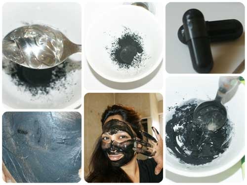 Masque à la gélatine pour le visage contre les rides sous et autour des yeux au miel, glycérine, charbon actif, spiruline, lait