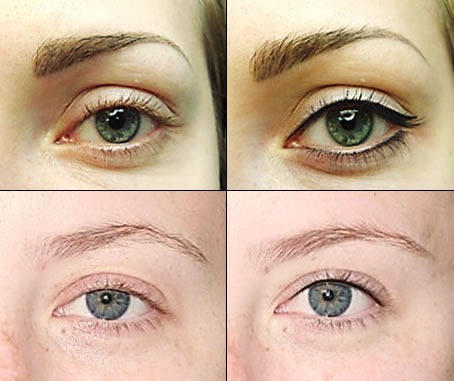 Maquillage permanent avec ombrage: couleur naturelle des paupières, sourcils, flèches, espace entre les cils, beau contour. Instructions étape par étape avec photos