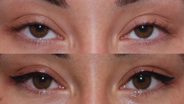 Maquillage permanent avec ombrage: couleur naturelle des paupières, sourcils, flèches, espace entre les cils, beau contour. Instructions étape par étape avec photos