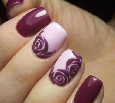 Fleurs sur les ongles avec du vernis gel - idées de manucure et de nouveaux designs: veste de service, volumineuse, délicate, transparente, belles fleurs. Une photo