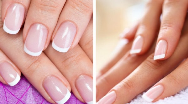 Manucure française avec vernis gel. Photo avec motif 2020, tendances de la mode. Comment faire des ongles courts et longs