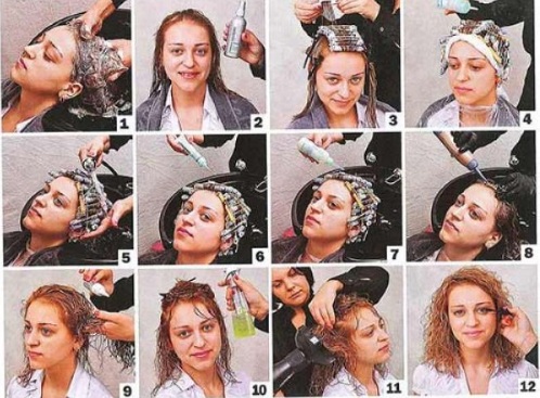 Sculpture pour cheveux courts. Photos avant et après utilisation, sur bigoudis, avec frange, pour femmes adultes