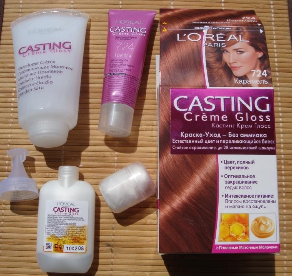 Peinture Loreal Casting Cream Gloss. Photo de la palette de couleurs, mode d'emploi