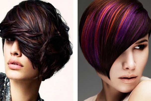 Faits saillants sur les cheveux noirs. Photo: blanc, rouge, couleur. Comment faire pour court, long, moyen, teint