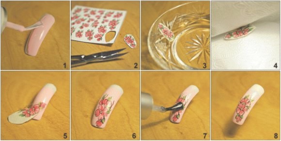 Curseurs pour ongles. Conception, comment utiliser, coller, utiliser avec du vernis gel, 3d, géométrique. Schémas, pochoirs pour manucure, photo