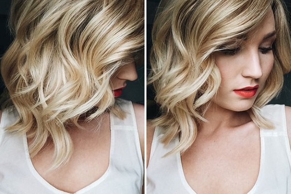 Coupe de cheveux longue bob sans frange. Photos avant et arrière, options de coiffure