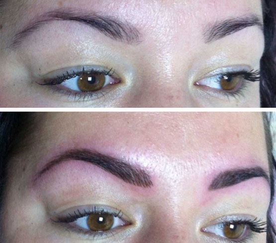 Époussetage des sourcils. Qu'est-ce que c'est, poudré, nano, tatouage, maquillage permanent, pixel, velours, matériel