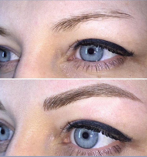 Sourcils poudrés. Qu'est-ce que c'est, photos avant et après le tatouage, technique de pulvérisation, combien de temps dure-t-il