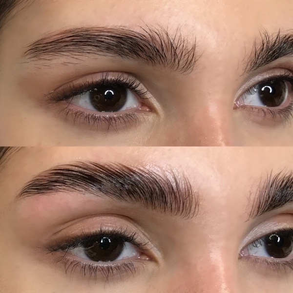 De beaux sourcils. Tendances mode 2020: microblading, biotattoo, poudreux, stratification, coloration et construction, ombrage