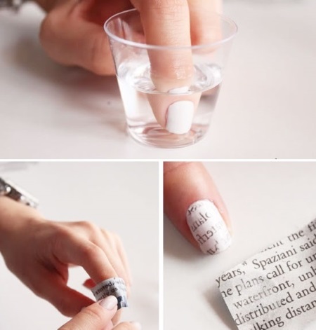 Manucure avec vernis noir et blanc pour ongles courts et longs. Photos, dessins