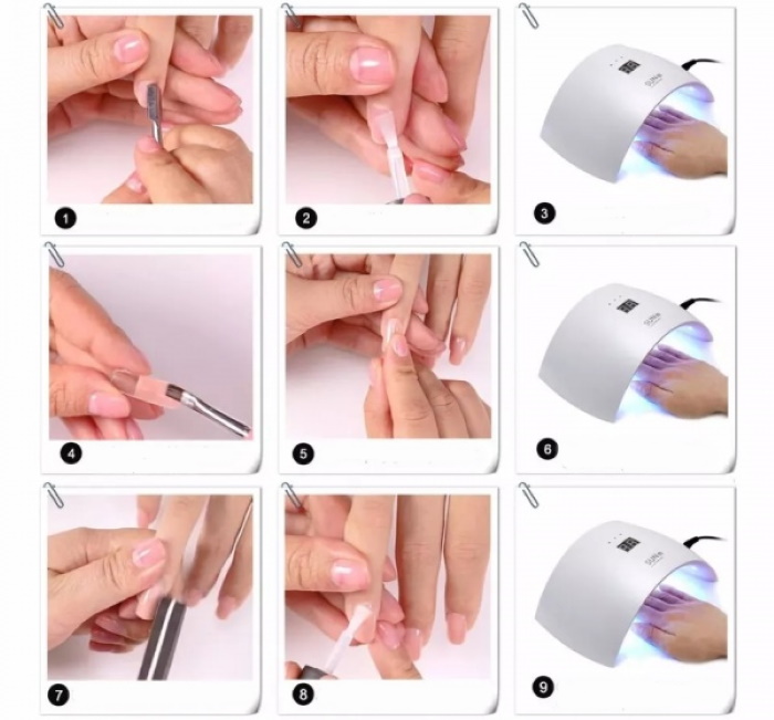 Extension d'ongle Polygel. Formulaires, tutoriels vidéo, instructions avec photos étape par étape