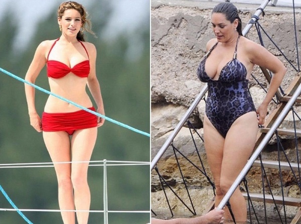 Kelly Brook. Paramètres de la figure, photo en maillot de bain, sous-vêtements candides, biographie, poids, taille, avant et après la chirurgie plastique