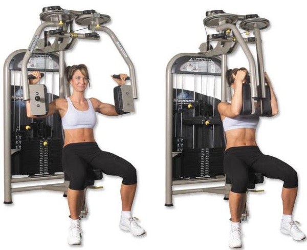 Machines d'exercice pour les muscles pectoraux pour les femmes dans la salle de gym. Photos, noms d'exercices, types